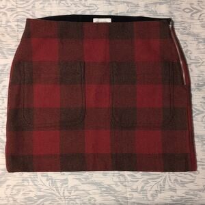 Free Assembly Red Black Buffalo Plaid Wool Blend Pockets Mini Skirt Size Large